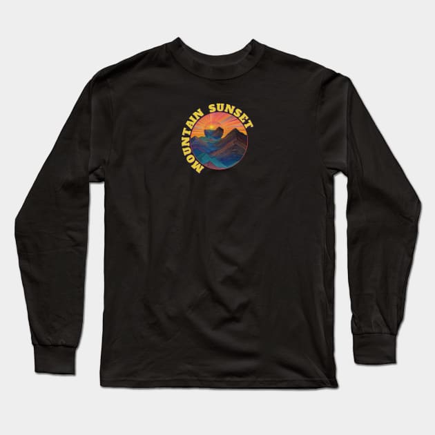 Mountain Sunset Sunrise Colorful Landscape Scene Long Sleeve T-Shirt by Funny Stuff Club